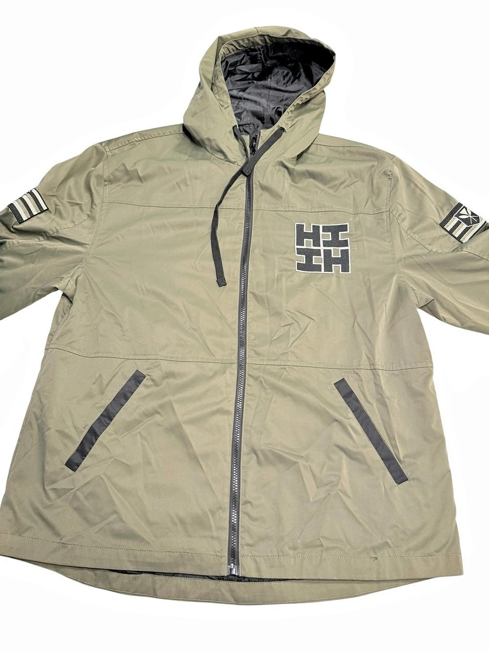Hawaii's Finest XXL Lightweight Olive Green Windbreaker Jacket Hooded Hawaiian
